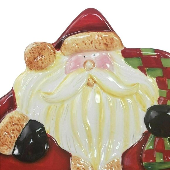 Becca Barton Santa Cookie Plate Xmas Embossed Ceramic Certified‎ International - Picture 2 of 8